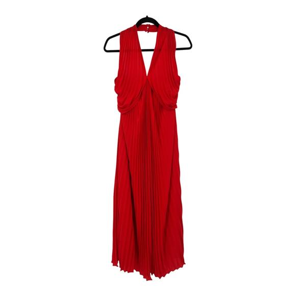 Reiss dress Roya pleated midi red size 6 - Picture 2 of 7